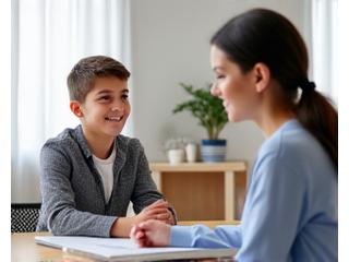 전문 강사와 음악 목표를 상담하는 학생