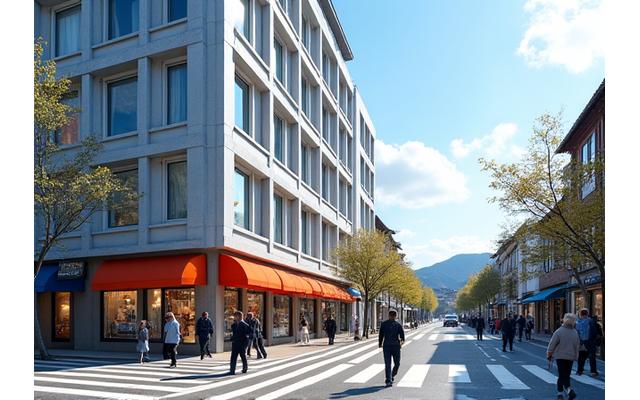 멜로디 마인드 학원 건물 외관과 인근 풍경