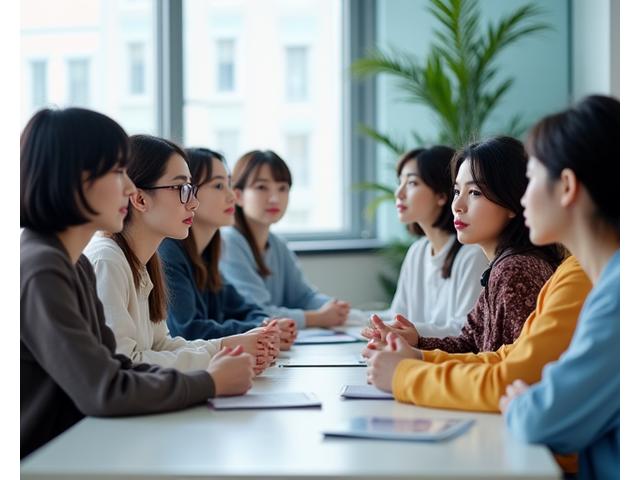 다국적 K-Pop 지망생들이 발음 코치로부터 언어 발음 교정을 받는 모습