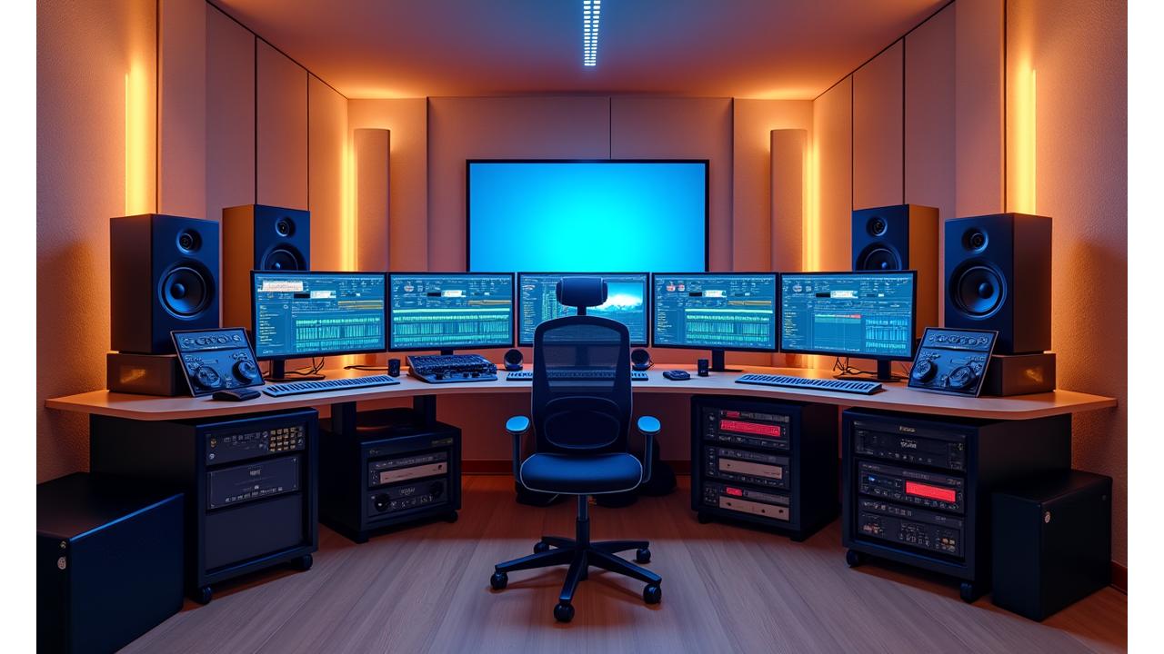 최첨단 장비를 갖춘 멜로디 마인드 음악 스튜디오 내부 전경