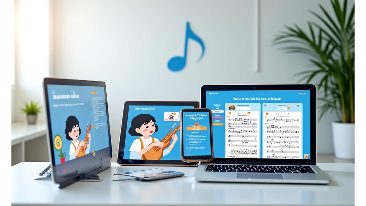 다양한 기기에서 멜로디 마인드 온라인 교육 플랫폼을 사용하는 모습