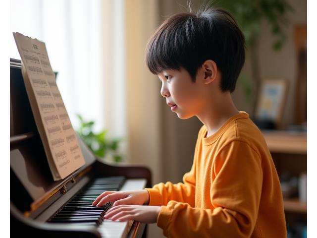 학생이 악기 연습하는 모습